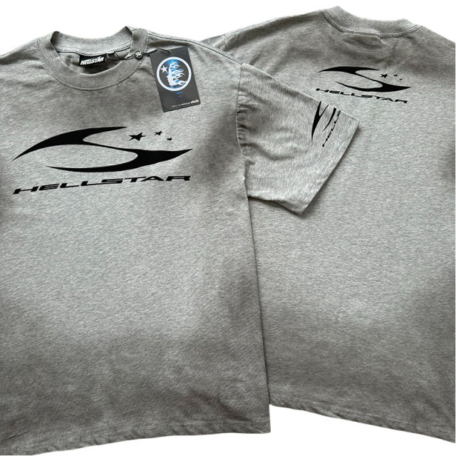 Hellstar Distressed H Letter Logo Printed Washed Version Tee 2 colors