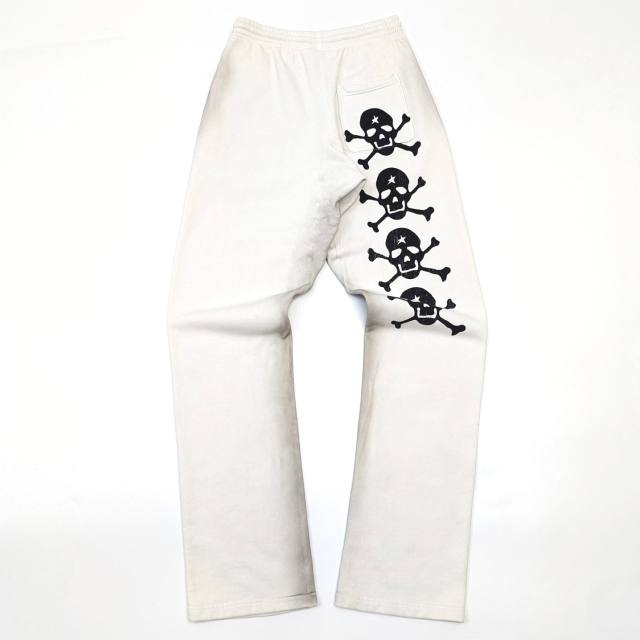 1:1 Quality Hellstar Beige Skull Slogan Logo Hoodie & Sweatpants Set with NFC tag