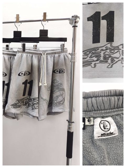 1:1 Quality Hellstar Abraded Printed Distressed Shorts with NFC tag