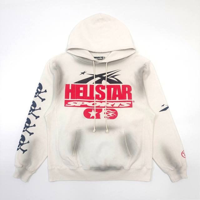 1:1 Quality Hellstar Beige Skull Slogan Logo Hoodie & Sweatpants Set with NFC tag