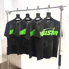 1:1 Quality Hellstar Green Classic Letter Logo Printed Washed Version Tee