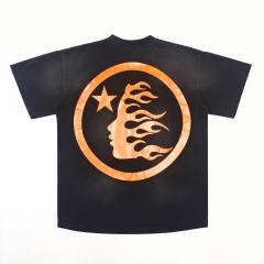 1:1 Quality Hellstar Front and back full orange washed black tee with NFC tag