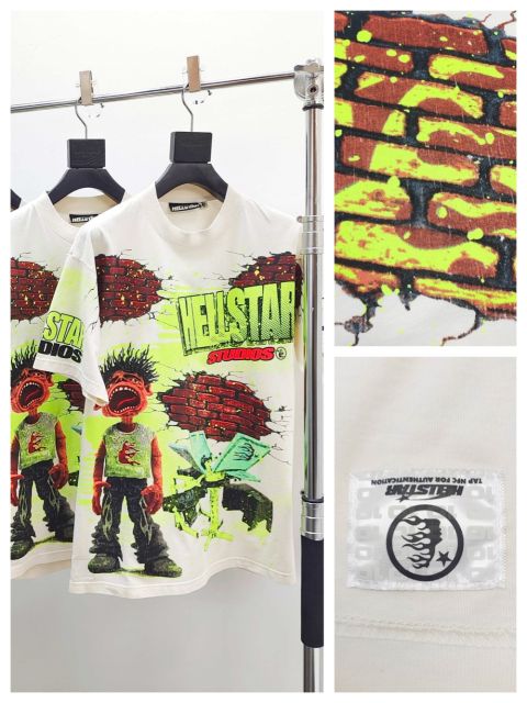 1:1 Quality Hellstar Through the Wall Noise Portrait Print Tee with NFC tag