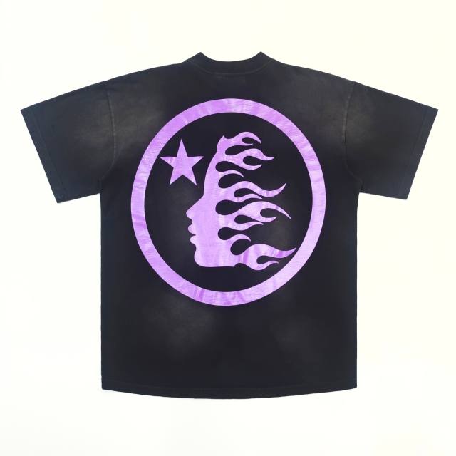1:1 Quality Hellstar Full Purple Logo Washed Version tee with NFC tag