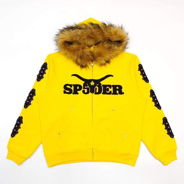 1:1 quality version 28412351 Embroidered letter fur collar zipper Hoodie