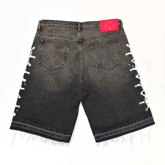 1:1 quality version 28412277 Printed Diamond Washed Version Denim Shorts 2 colors