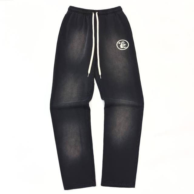 1:1 Quality  Hellstar Half face frayed crew neck Sweatshirt & Pants Set with NFC tag