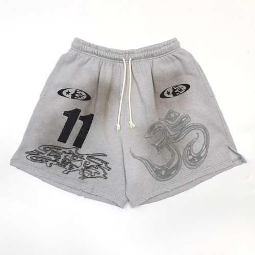 1:1 Quality Hellstar Abraded Printed Distressed Shorts with NFC tag