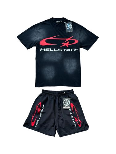 28428875 Red and white printed Washed Version Tee & Shorts Set