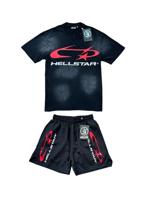 28428875 Red and white printed Washed Version Tee & Shorts Set
