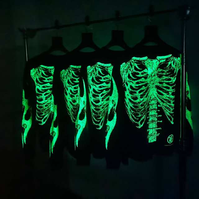 1:1 Quality  Hellstar Glow-in-the-dark bone print long-sleeved T-shirt with NFC tag