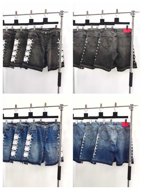 1:1 quality version 28412277 Printed Diamond Washed Version Denim Shorts 2 colors