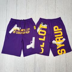 Cough Syrup Pistol Letter Print Shorts 2 colors
