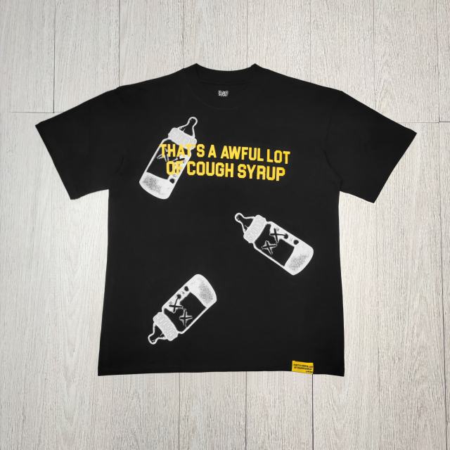 Cough Syrup Black Baby Bottle Print Tee