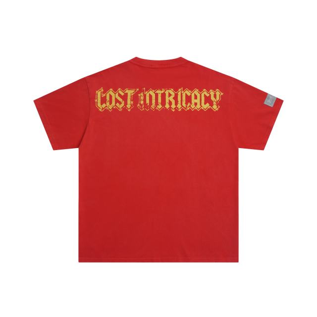 Lost Intricacy Red and white diamond logo Print Tee