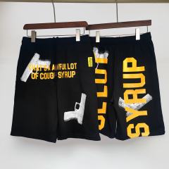 Cough Syrup Pistol Letter Print Shorts 2 colors