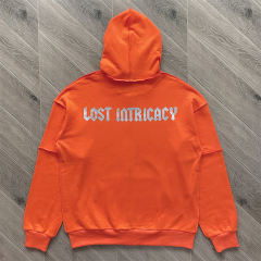 Lost Intricacy Rhinestone Zipper Hoodie & Pants Set Orange