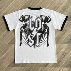 Lost Intricacy Black White Rhinestone Print Washed Version Tee
