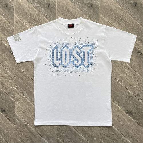 Lost Intricacy Black White Rhinestone Print Washed Version Tee