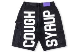 1:1 quality version Cough Syrup Letter Print Denim Shorts 2 colors