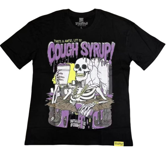 Cough Syrup Graveyard skull Print Tee