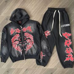 Lost Intricacy Rhinestone Zipper Hoodie & Pants Set