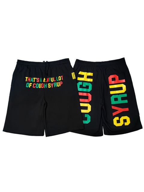 Cough Syrup Colorful Letter Print Shorts