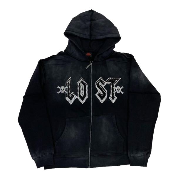 Lost Intricacy Chest hot diamond zipper Hoodie & Pants Set