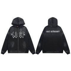 Lost Intricacy Chest hot diamond zipper Hoodie & Pants Set