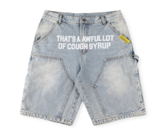 1:1 quality version Cough Syrup Letter Print Denim Shorts 2 colors