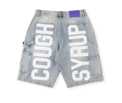 1:1 quality version Cough Syrup Letter Print Denim Shorts 2 colors