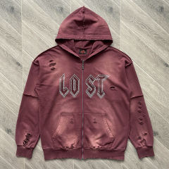Lost Intricacy Studded Zipper Hoodie & Pants Set
