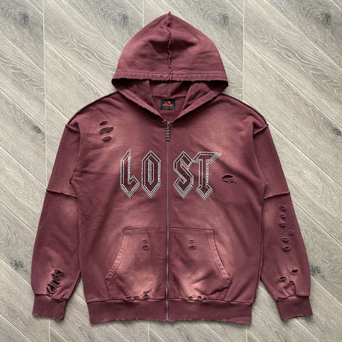 Lost Intricacy Studded Zipper Hoodie & Pants Set