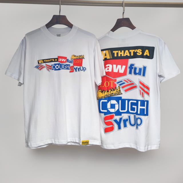 Cough Syrup Carriage colorful letter printed Tee 2 colors