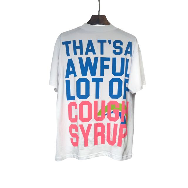 Cough Syrup Red and Blue Slogan Printed Tee
