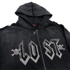 Lost Intricacy Chest hot diamond zipper Hoodie & Pants Set