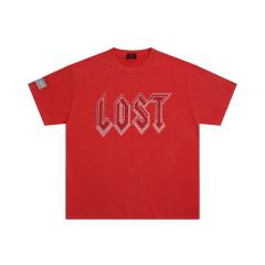 Lost Intricacy Red and white diamond logo Print Tee