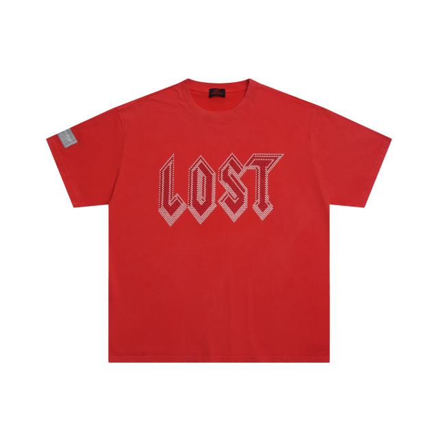Lost Intricacy Red and white diamond logo Print Tee
