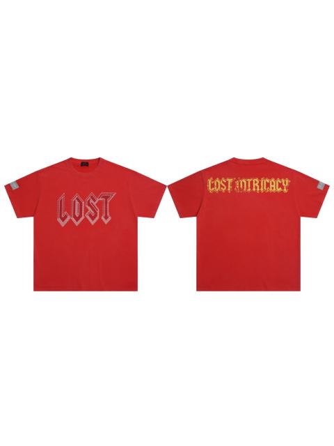 Lost Intricacy Red and white diamond logo Print Tee
