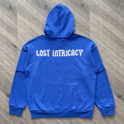 Lost Intricacy Rhinestone Zipper Hoodie Blue