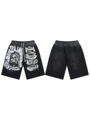 Lost Intricacy Solemn Skeleton Print Washed Version Shorts