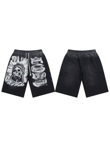 Lost Intricacy Solemn Skeleton Print Washed Version Shorts