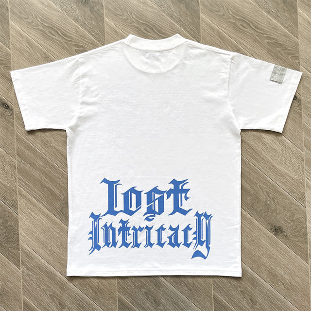 Lost Intricacy Black White Rhinestone Print Washed Version Tee