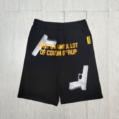 Cough Syrup Pistol Letter Print Shorts 2 colors