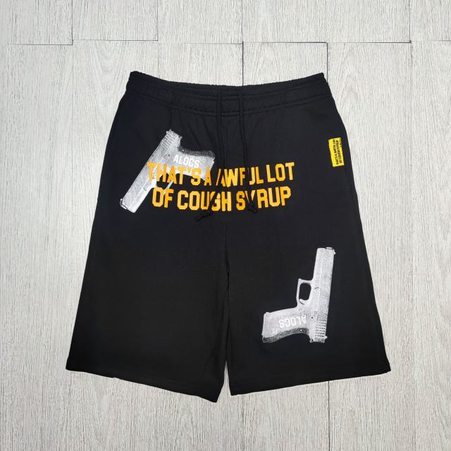 Cough Syrup Pistol Letter Print Shorts 2 colors