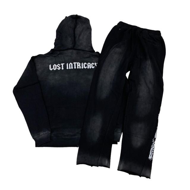 Lost Intricacy Chest hot diamond zipper Hoodie & Pants Set