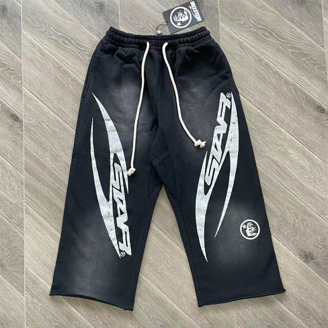 Hellstar Studios Sports Gel Cotton High-Street Style Casual Sports Cropped Pants