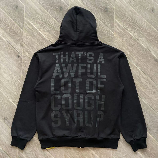 That's A Awful Lot of Cough Syrup Black Zipped Hoodie