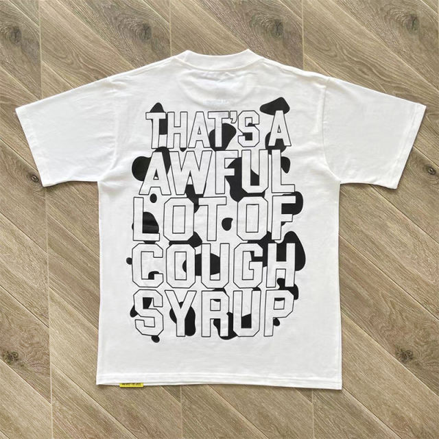 That's A Awful Lot of Cough Syrup Cowboy Print T-Shirt Tee Black White