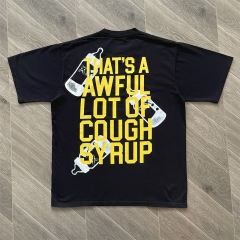 That's A Awful Lot of Cough Syrup Cowboy Print T-Shirt Tee Black White